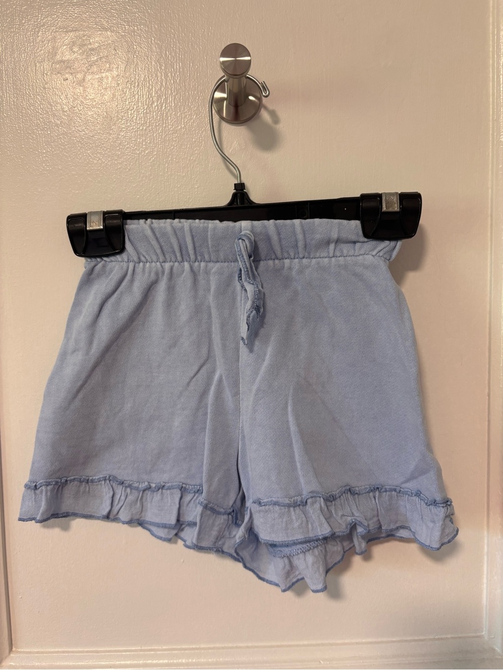 Zara Light Blue Ruffle-Trim High Waist Shorts